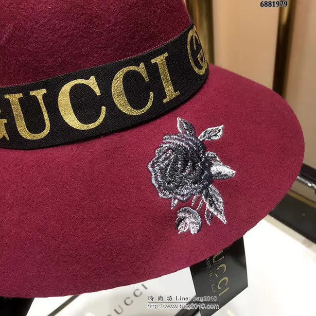 GUCCI古馳與NY合作款 2018最新款羊毛小禮帽 時尚百搭草帽 6881979 LLWJ7367